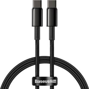 Baseus Кабел Baseus Tungsten Gold, Type-C към Type-C, 100W, 1m, черен (CATWJ-01)