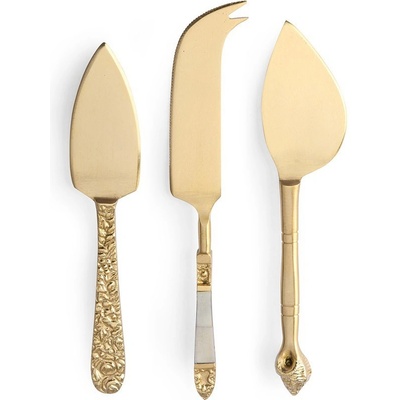HK living Set 3 ks zlaté nože na sýry v dárkové krabičce Cheese