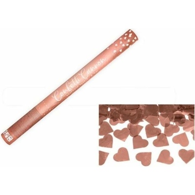 Konfety v tube srdiečka metalické ružové zlato 60 cm