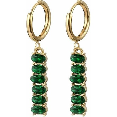Nefertitis Náušnice z pozlacené nerezové oceli Green Shine NF64541 5,5 x 3,7 cm