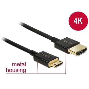 Delock Кабел Delock 84778, Slim Premium, HDMI към мини HDMI-C TT 3D, 4K, 2 м (d84778) (d84778)