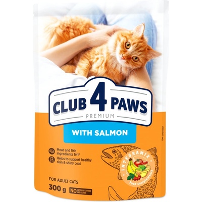 CLUB 4 PAWS Premium With Salmon. For adult cats 300 g