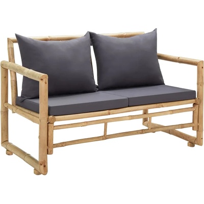 vidaXL Градинска пейка с възглавници, 115 см, бамбук (315597)