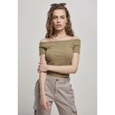 Ladies Off Shoulder Rib Tee khaki