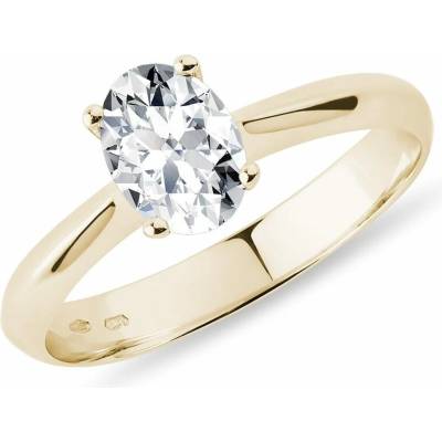 KLENOTA Luxusní prsten s oválným diamantem ve žlutém zlatě R0869203