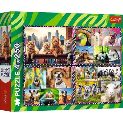 Trefl - Puzzle 4x250 Funny animals - 250 piese