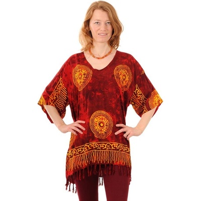 BOB halenka batikovaná Neobaju Mandala červeno-žlutá