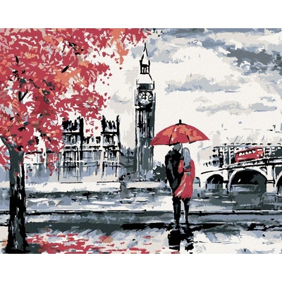 Zuty Malování podle číselMilenci a Big Ben 100 x 80 cm vypnuté plátno na rám 8596530002031