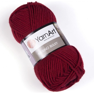YarnArt Pletací příze MERINO BULKY 3024 vínová, jednobarevná, 100g/100m