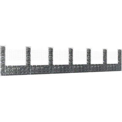 Nabytek XL Gabionový koš ve tvaru U se 7 sloupky železo 740 x 20 x 150 cm