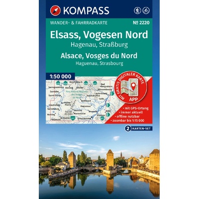 2220 Elsass, Vogesen Nord, Hagenau, Straßburg (2 Karten) 1: 50 000 KOMPASS