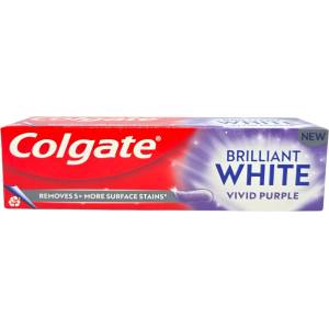 Colgate BRILLIANT WHITE, избелваща паста за зъби, Vivid Purple, 75 мл
