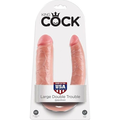 King Cock U-Shaped Large Double Trouble Flesh Dildo