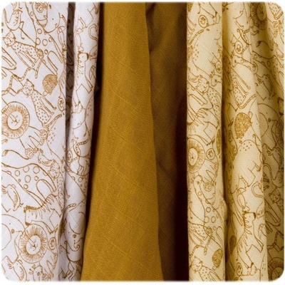 XKKO BMB Bambusová plienka Safari Honey Mustard MIX 70x70 3 ks