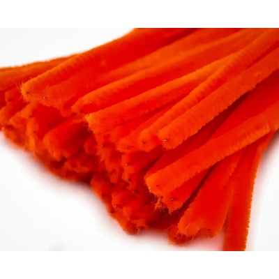Chlupatý modelovací drát 160281/06, jednobarevná oranžová neon, průměr 6mm, délka 30cm, (1 balení, 20 kusů)