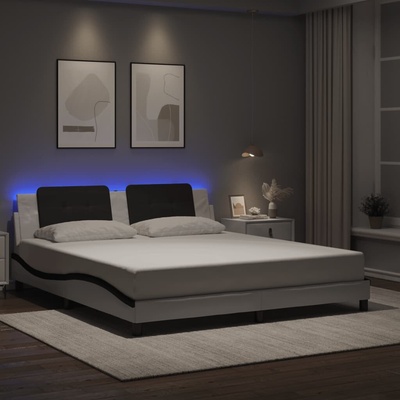 vidaXL 11461.3214130 Rám postele s LED bez matrace Zadar bílý a černý