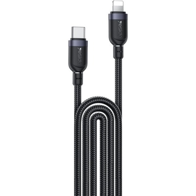 Yesido CA193 opletený nabíjecí a datový USB-C na Lightning 3m černý