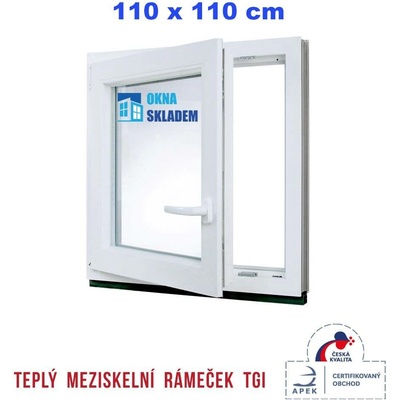 Erkado Plastové okno otevíravé i sklopné levé 1100 x 1100 mm Bílé / Antracit