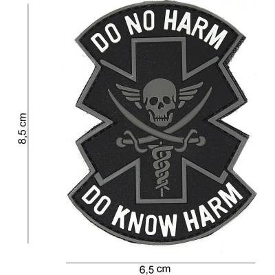 Gumová nášivka 101 Inc nápis Do no harm - čierna