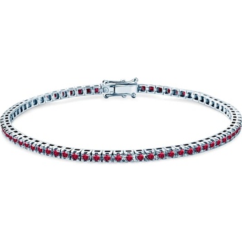 SAVICKI Тенис гривна Luminy 2, 3 мм: бяло злато, рубини