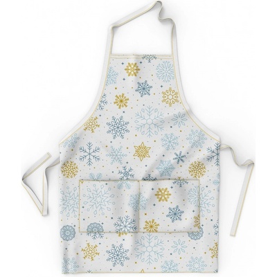 Avax kuchyňská zástěra vánoční QK-197 modré a béžové vločky 60x75cm