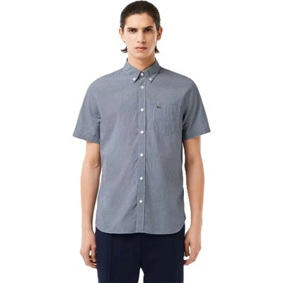 Lacoste Риза Lacoste Men's Short Sleeve Plain Shirt - White/Navy Blue