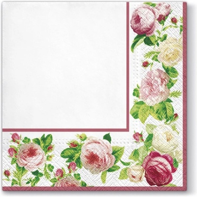 TaT servítky Red rosy frame gold 33X33cm