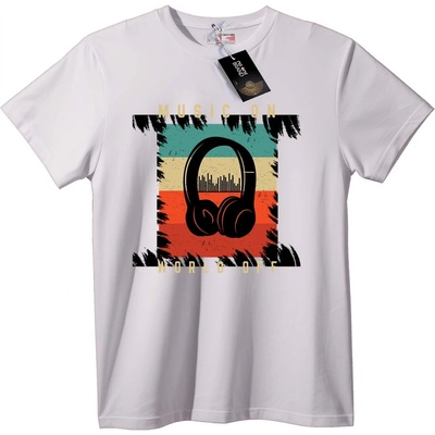 NOONEBRAND Тениска Музика Включена Свят Изключен - 7XL, White