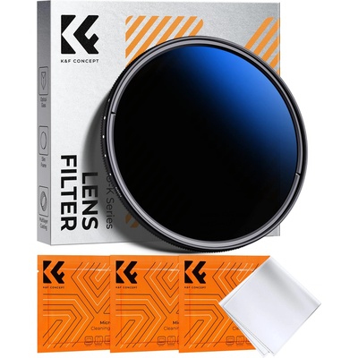 K&f concept 77 mm ND filter variable gray filter ND2-ND400 (1-9 f-stops) with three cleaning cloths for landscape photography (Nano-Klear series) - KF01.1392V1