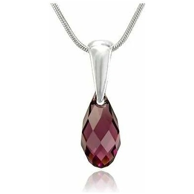 Swarovski Elements Stříbrný náhrdelník visací fialová slza, kapka 34252.3 Amethyst