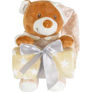 Cangaroo Бебешко одеяло с мека играчка Cangaroo - Addie Bear, 90 х 75 cm, бежово (111962) - baby