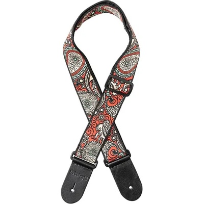 Stagg Колан за китара плетен STAGG Paisley pattern, червено и жълто