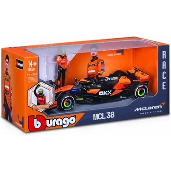 Bburago Bburago 1: 24 RACE Formula F1 - McLaren F1 Team MCL38(2024) #81 (Оскар Пиастри) -със състезател