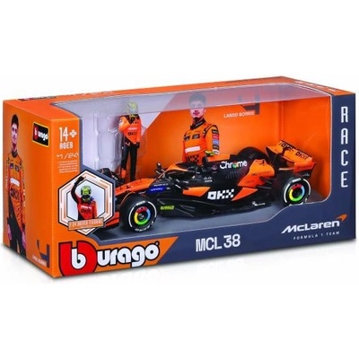 Bburago Bburago 1: 24 RACE Formula F1 - McLaren F1 Team MCL38(2024) #81 (Оскар Пиастри) -със състезател