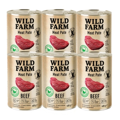 WILD FARM Пастет от говеждо месо 6x400 г безглутенова храна за кучета