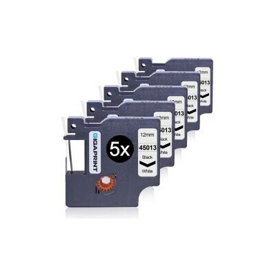 Gigaprint Printline kompatibilní sada 5 ks DYMO, 45013, S0720530, 12mm, 7m, černý tisk/bílý podklad, D1