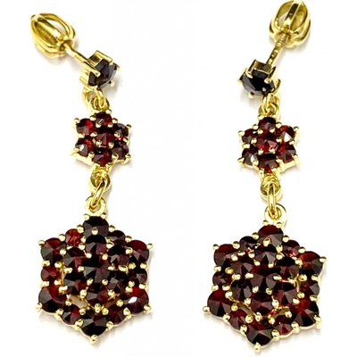 Zlatnictví Zlatíčko stříbrné visací náušnice s granáty pozlacené 970.00002