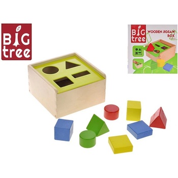 Big tree vkládačka dřevěná 2 Play 18x18x10cm různé tvary v krabičce