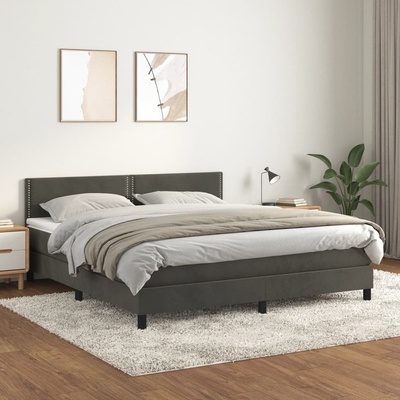 Petrashop 3141258 boxspring postel s matrací tmavě šedá samet