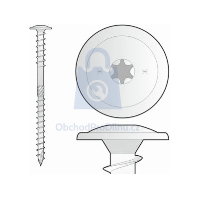 Vrut pro nadkrokevní izolace s talířovou hlavou a vrtáčkem, pozinkovaný 8 x 300, balení 50 ks – Hledejceny.cz