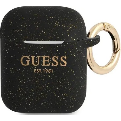 Guess Калъф Guess GUA2SGGEK за AirPods, черен, силиконов с брокат (GUA2SGGEK)