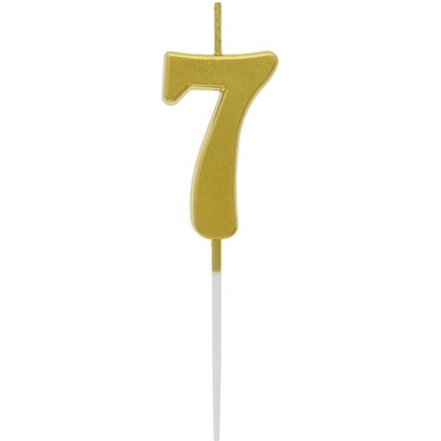 Godan Svíčka Piker B&C číslo 7 metalická zlatá 9,5x2,3 cm