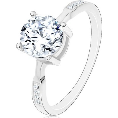 Šperky Eshop Stříbrný prsten 925 kulatý zirkon čiré barvy zirkonky na ramenech M01.29: