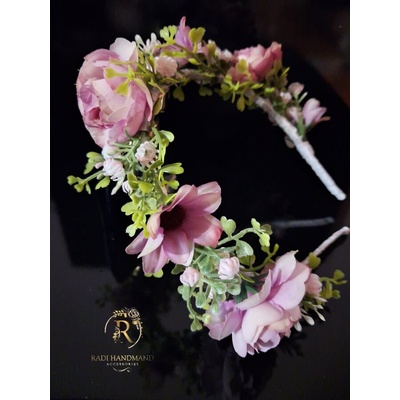 Radi handmade Диадема с виолетови рози и маргаритки (998)