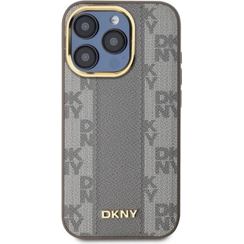 DKNY Калъф DKNY PU Leather Checkered Pattern MagSafe за iPhone 15 Pro Max, DKHMP15XPCPVSLE, Бежов (DKHMP15XPCPVSLE)