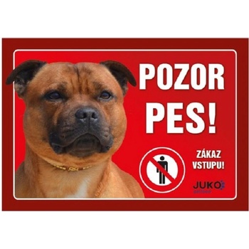 Juko Plastová tabuľa Pozor Pes Bull Terier 21 x 14,7 cm