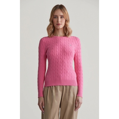 Gant STRETCH COTTON CABLE C-NECK ružová