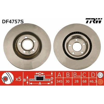TRW Brzdový kotúč DF4757S sada 2 ks