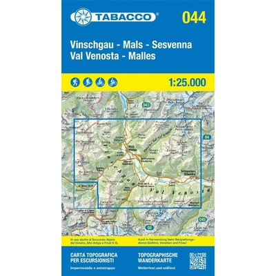 Val Venosta, Sesvenna, Vinschgau, Sesvenna (Tabacco - 044) - turistická mapa | knihynahory.cz