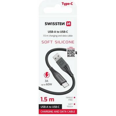Swissten 71531010 Silicone USB / USB-C 60 W černý